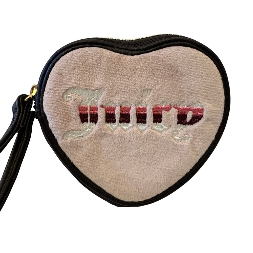 Juicy Couture Dark Brown Velour Heart Wristlet Embroidered Logo